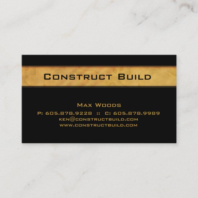 311 Construction Contractor Business Card Wood Gra (Front)