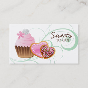 311 Cookies Cupcake Bakery Cute Swirl Modern green Business Card