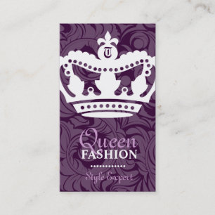 311-Crown Couture Monogram Deep Purple Business Card