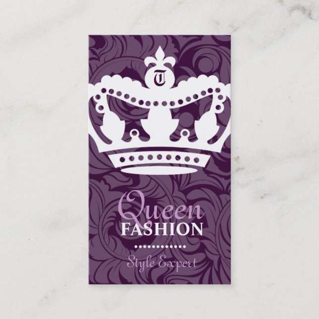 311-Crown Couture Monogram Deep Purple Business Card (Front)