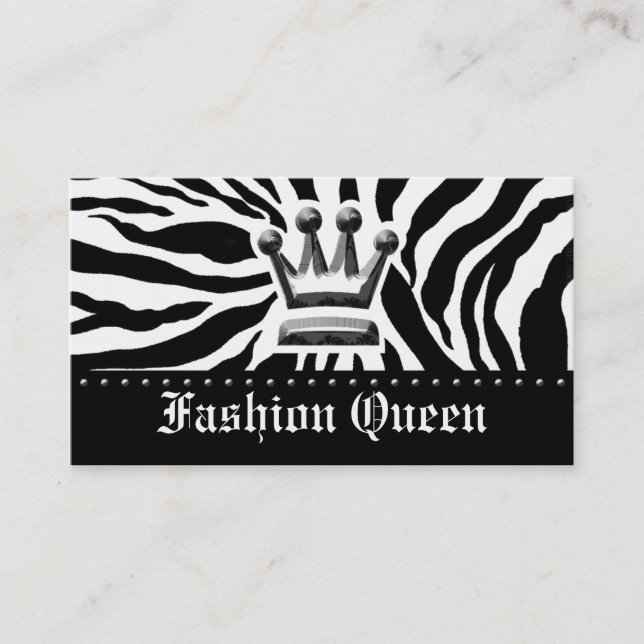 311-CROWN | ZEBRA PRINT WHITE BUSINESS CARD (Front)