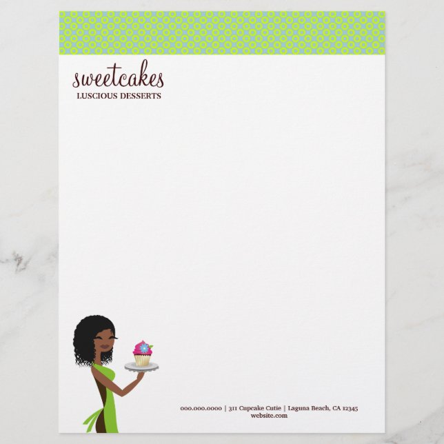 311 Cupcake Cutie Blue, Green Letterhead Design (Front)