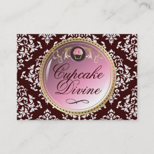 311-Cupcake Divine Damask Business Card