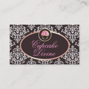 311-Cupcake Divine Solid Damask Business Card