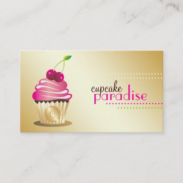 311-Cupcake Paradise Monogram Business Card (Front)