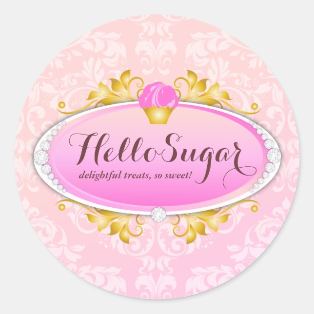 311 Customisable Hello Sugar Bakery Classic Round Sticker (Front)