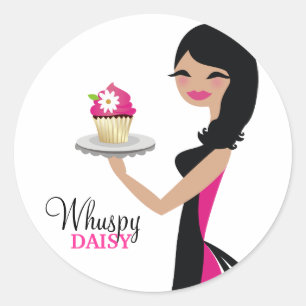 311-Daisy Cupcake Cutie   Wavy Brunette Classic Round Sticker