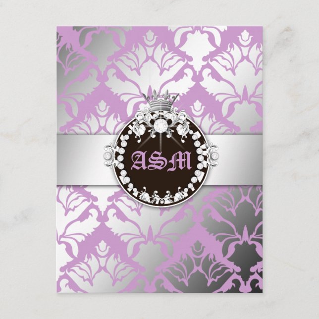 311-Damask Shimmer Queen Reception Card (Front)