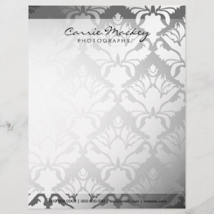 311-Damask Shimmer Silver Letterhead Design