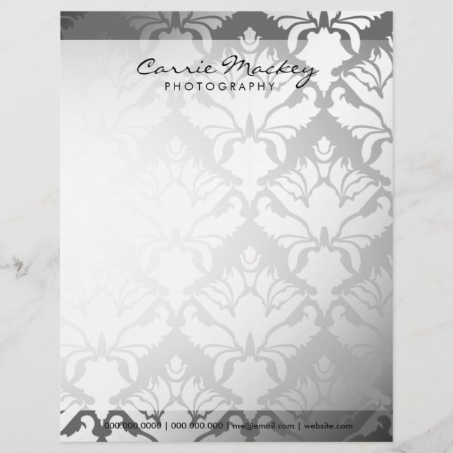 311-Damask Shimmer | Silver Letterhead Design (Front)