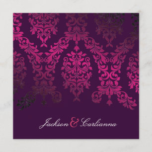 311-Dashing Damask Night Magenta Eggplant Invitation