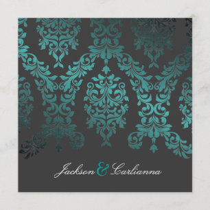 311-Dashing Damask Sea Garden Charcoal Invitation