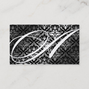 311-Dazzle Me Damask - A Monogram Black Business Card