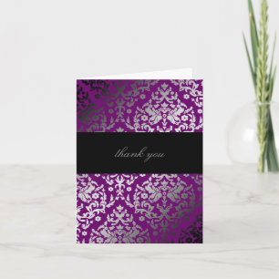 311-Dazzling Damask Extraordinary Purple Thank You Card