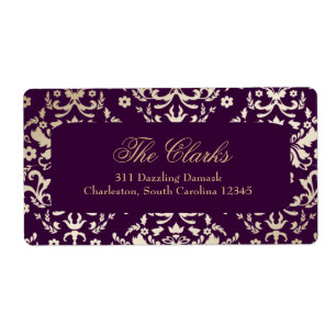 311 Dazzling Damask Gold Ivory Deep Purple