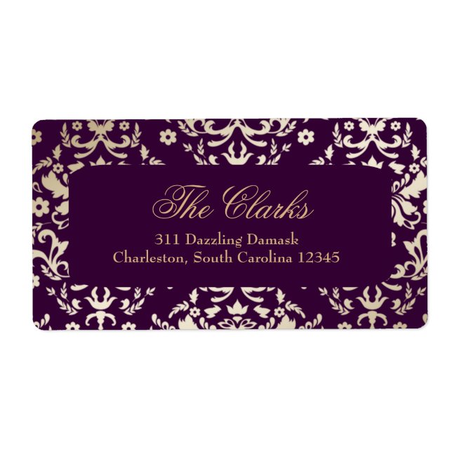 311 Dazzling Damask Gold Ivory Deep Purple (Front)