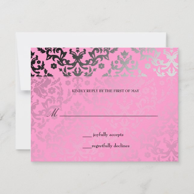 311 Dazzling Damask Pink Flamingo RSVP card (Front)