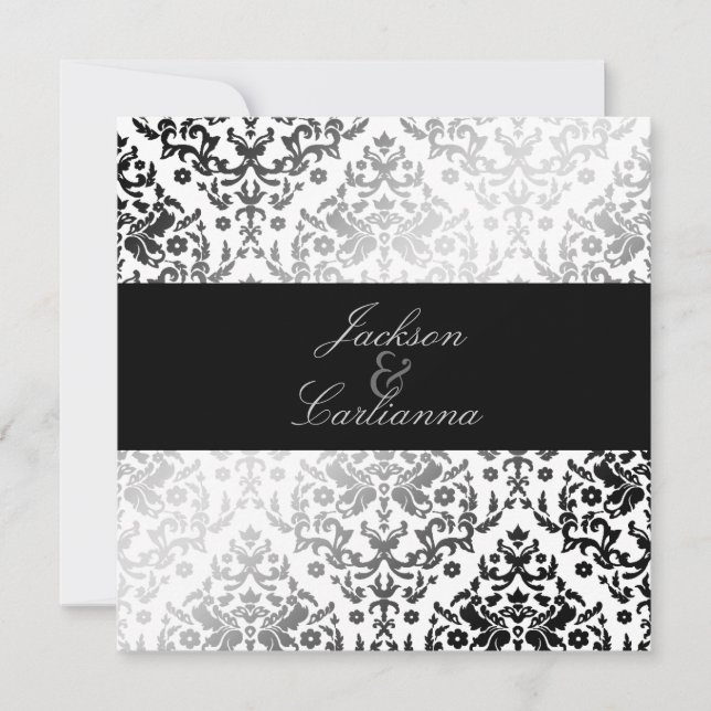 311-Dazzling Damask Polar Bear Invitation (Front)
