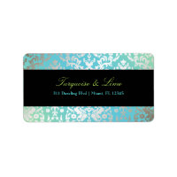 311-Dazzling Damask Turquoise & Lime Black