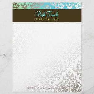 311-Dazzling Damask Turquoise & Lime Letterhead
