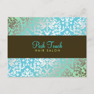 311 Dazzling Damask Turquoise & Lime Postcard