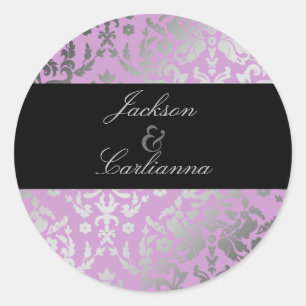311-Dazzling Damask Wild Purple Classic Round Sticker