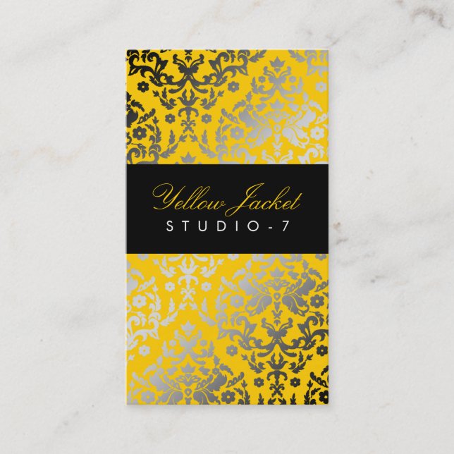 311 Dazzling Damask Yellow Jacket Business Card (Front)