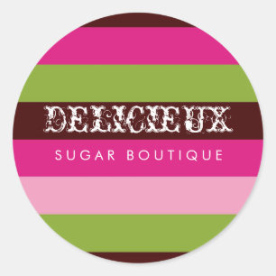 311 Delicieux Candy Stripes Classic Round Sticker
