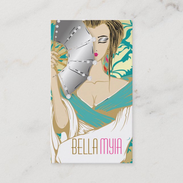 311-Diamond Geisha | Turquoise Gold Business Card (Front)