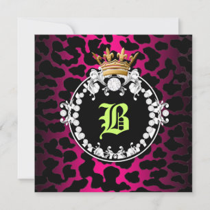 311 Diamond Medallion Leopard Hot Pink Lime Sass Invitation