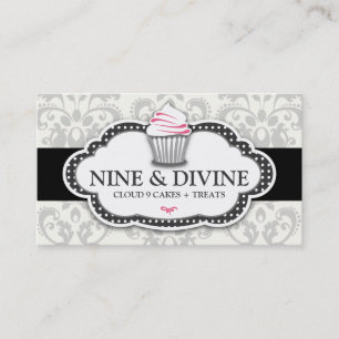 311 Divine Grey Damask Cupcake Business Card