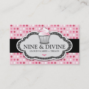 311 Divine Pink Polka Dot Cupcakes Business Card