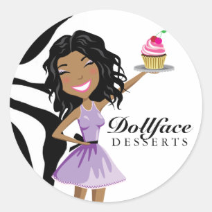 311 Dollface Desserts Ebonie Zebra Classic Round Sticker