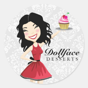 311 Dollface Desserts Kimmie Damask Classic Round Sticker