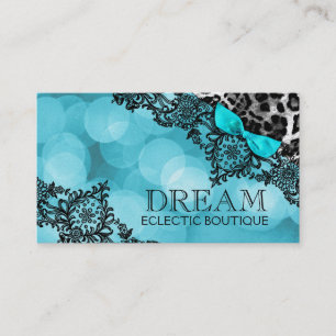 311 Dream in Leopard & Lace Aqua Pearl Paper Business Card