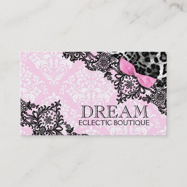 311 Dream in Leopard & Lace Girly Pink Business Card (Front)