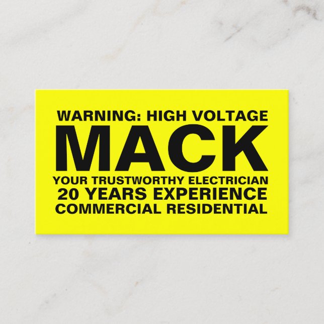 311 Electrician Yellow Indestructible Card (Front)