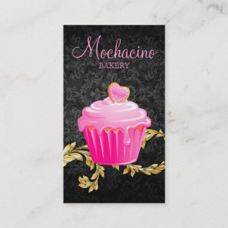 311 Elegant Bakery Business Card Cupcake Black Gol