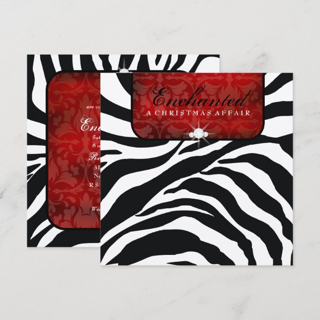311-Enchanted Red Metallic Paper Invitation (Front/Back)