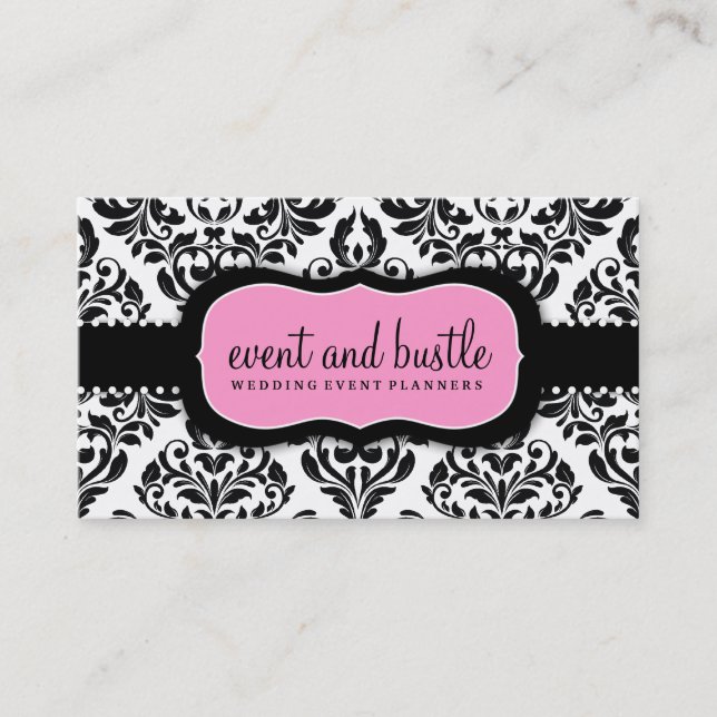 311 Event & Bustle White Damask Business Card (Front)