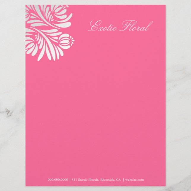 311-Exotic Floral | Rose Pink Custom Letterhead (Front)