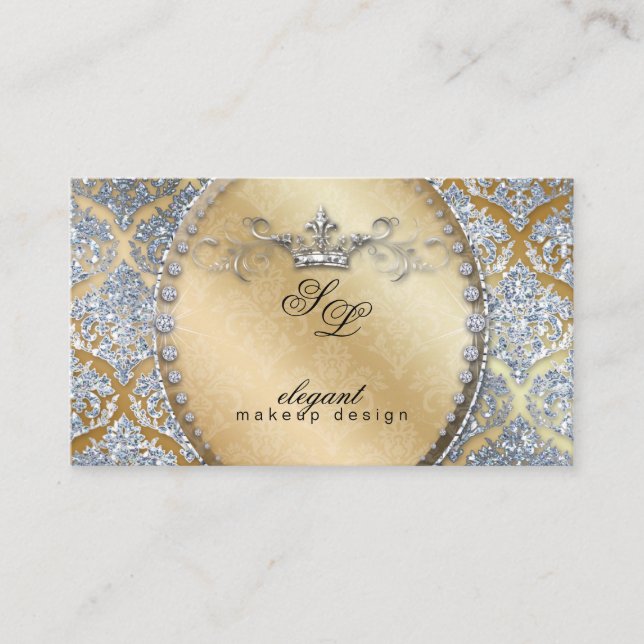 311 Fashion Jewellery Makeup Artist Damask Crown C Business Card (Front)