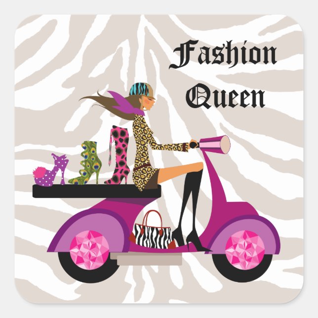 311 Fashion Stickers Scooter Woman Shoes Zebra (Front)