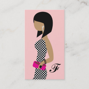 311 Fashionista Powder My Nose Pink Dark Hair Bob Business Card