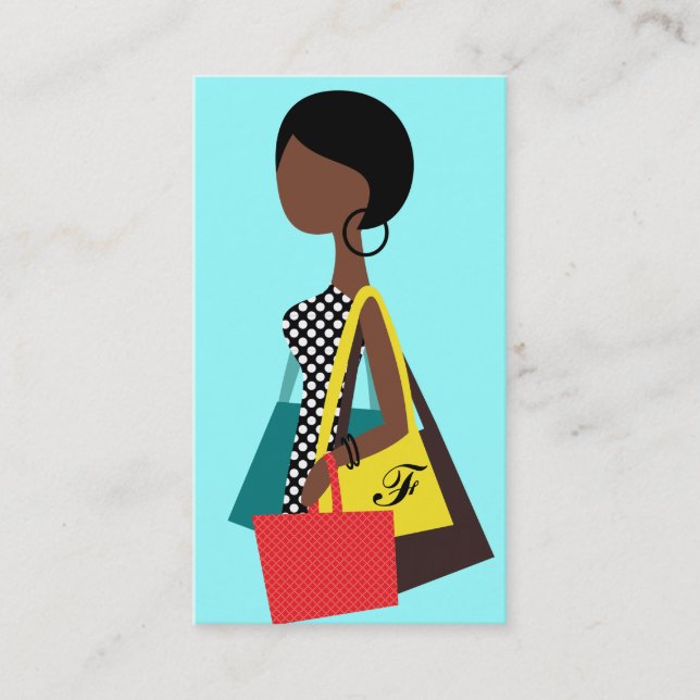 311 Fashionista Shopping Bags African American Business Card (Front)