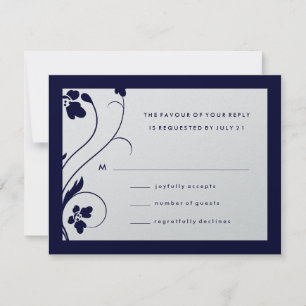 311-Floral High-Rise RSVP Metallic Midnight Blue Card