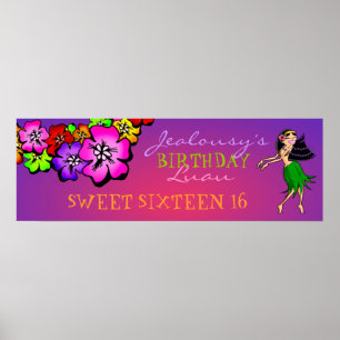311-Flower Shower Birthday Banner Sunset Poster