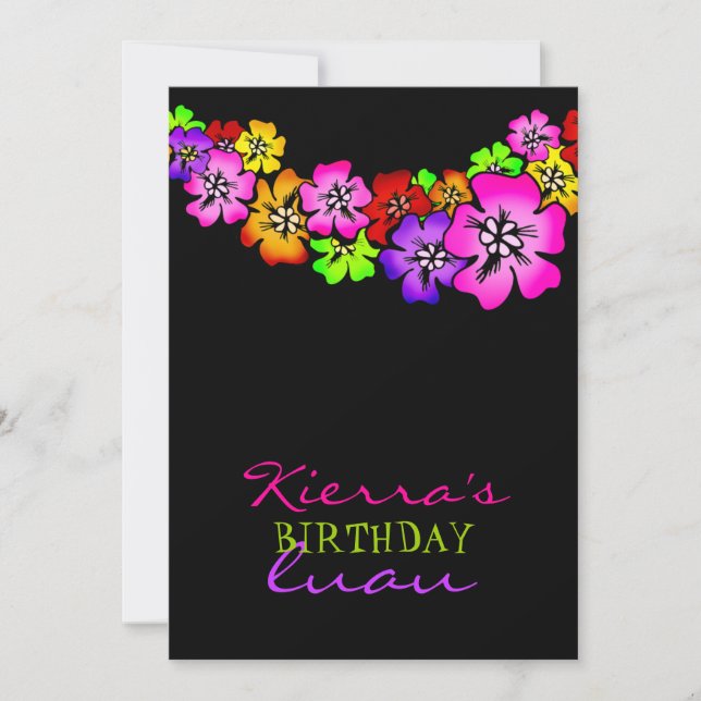 311 Flower Shower Lei Invitation Black (Front)
