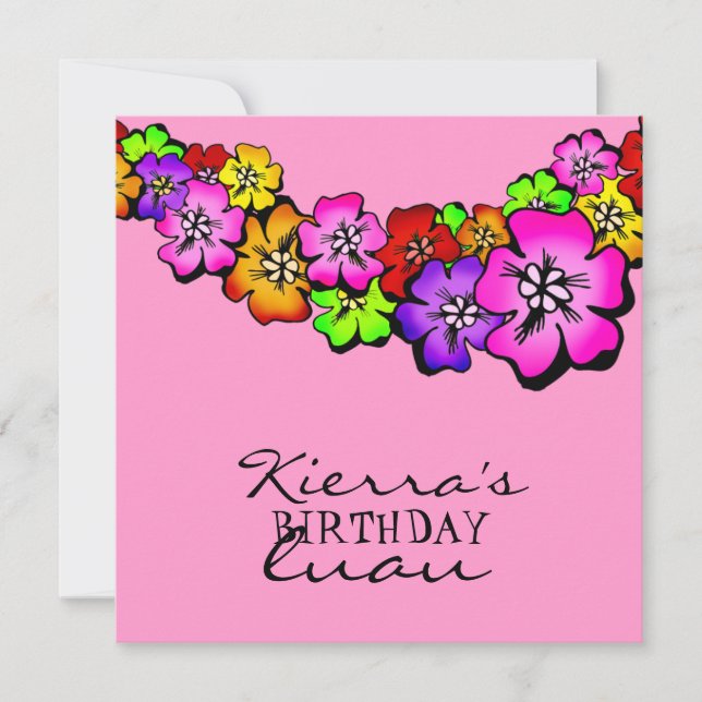 311 Flower Shower Lei Invitation Pink (Front)