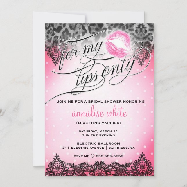311 For My Lips Only Bachelorette Shower Invitation (Front)